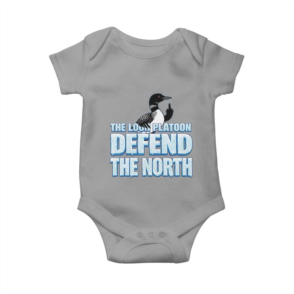 The Loon Platoon Defend The North Baby Onesie MN State Bird Loon Resistance TS12 Sport Gray Print Your Wear
