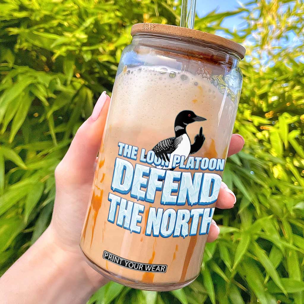 The Loon Platoon Defend The North Glass Can MN State Bird Loon Resistance TS12 White Print Your Wear