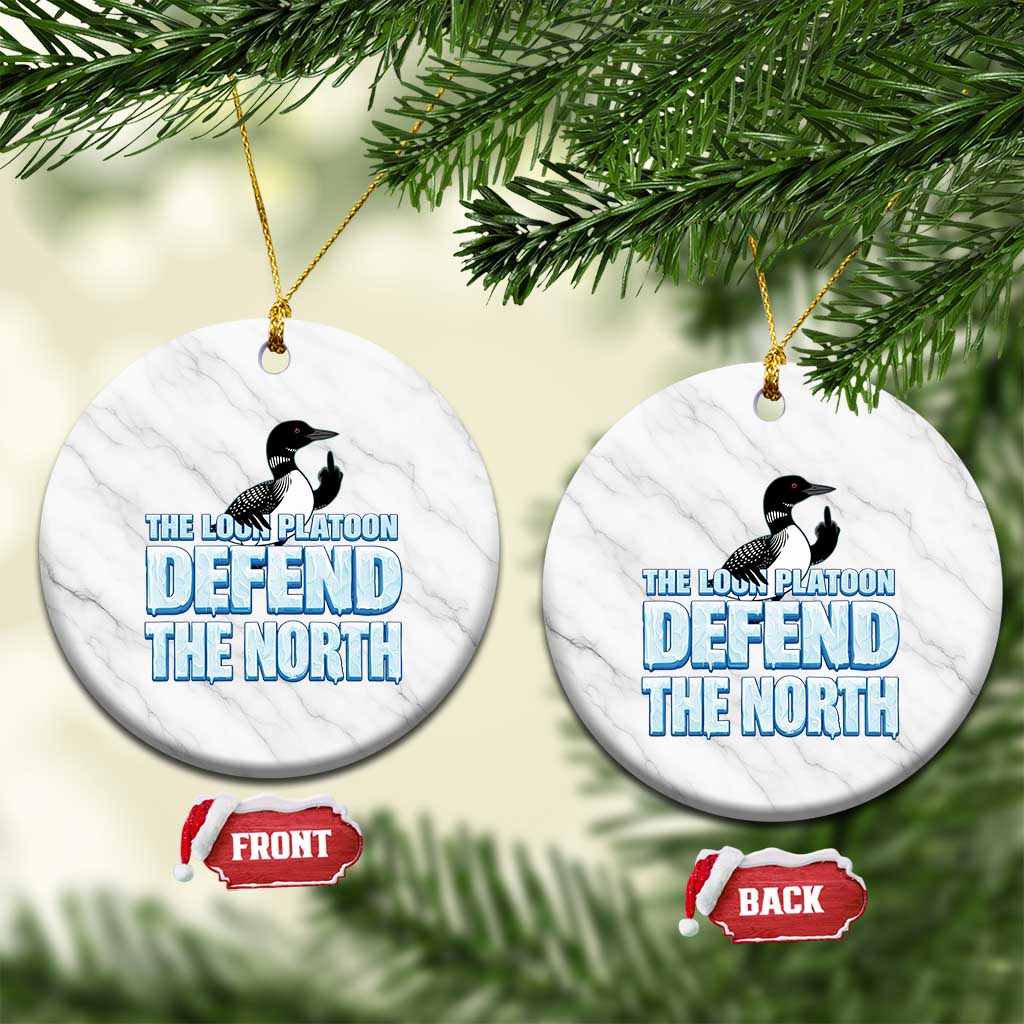 The Loon Platoon Defend The North Ceramic Ornament MN State Bird Loon Resistance TS12 1pc White Marble Print Your Wear