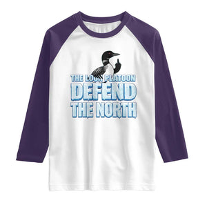 The Loon Platoon Defend The North Raglan Shirt MN State Bird Loon Resistance TS12 White Purple Print Your Wear