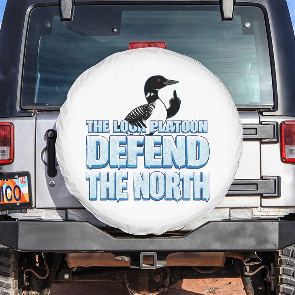 The Loon Platoon Defend The North Spare Tire Cover MN State Bird Loon Resistance TS12 No hole White Print Your Wear