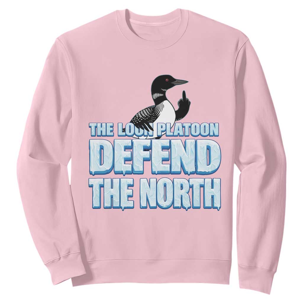 The Loon Platoon Defend The North Sweatshirt MN State Bird Loon Resistance TS12 Light Pink Print Your Wear