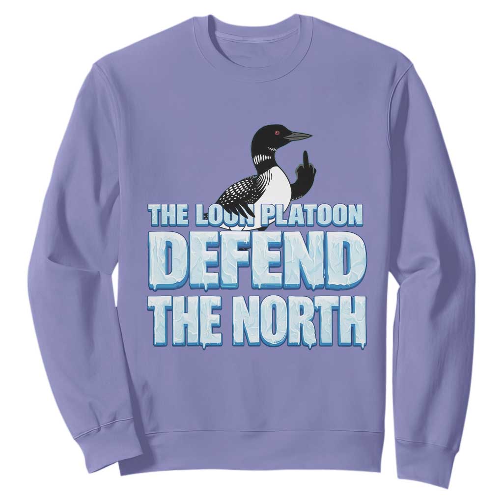 The Loon Platoon Defend The North Sweatshirt MN State Bird Loon Resistance TS12 Violet Print Your Wear