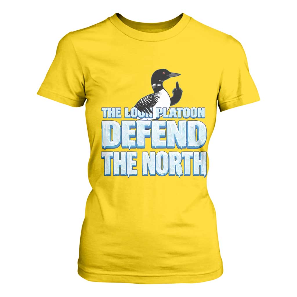 The Loon Platoon Defend The North T Shirt For Women MN State Bird Loon Resistance TS12 Daisy Print Your Wear