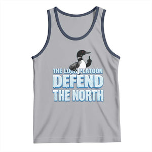 The Loon Platoon Defend The North Tank Top MN State Bird Loon Resistance TS12 Athletic Heather Navy Print Your Wear