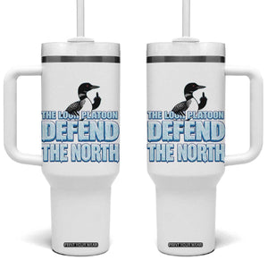 The Loon Platoon Defend The North Tumbler With Handle MN State Bird Loon Resistance TS12 One Size: 40 oz White Print Your Wear