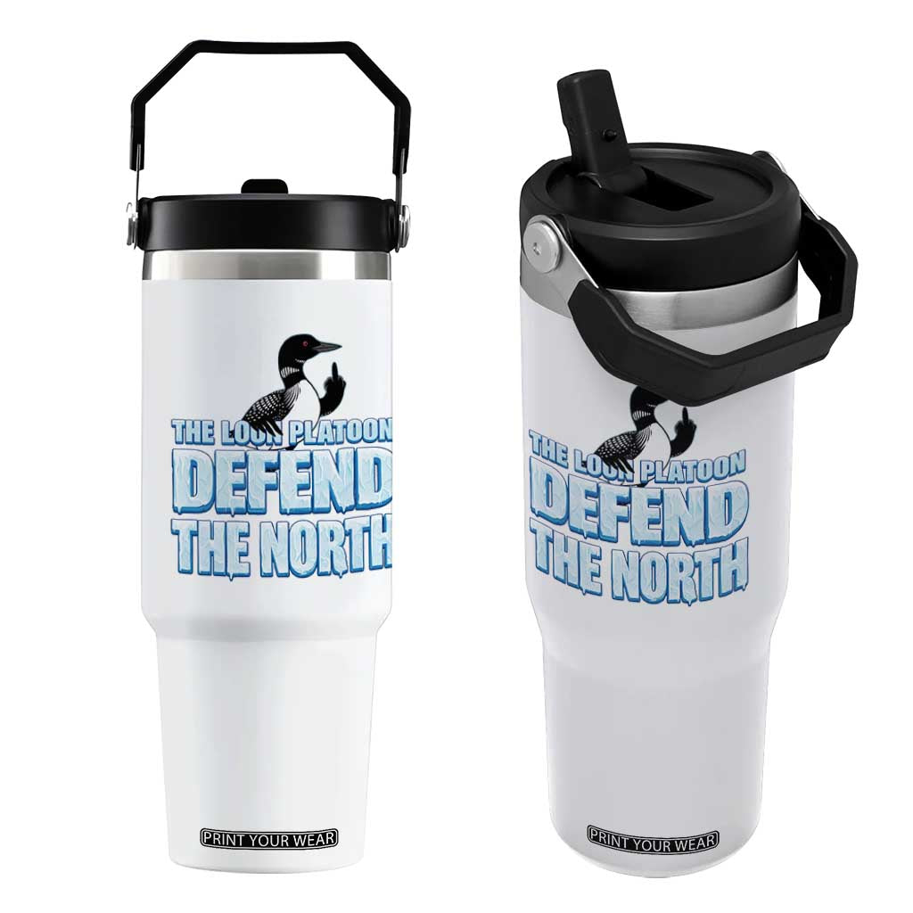 The Loon Platoon Defend The North Flip Straw Tumbler MN State Bird Loon Resistance TS12 One Size: 30 oz White Print Your Wear