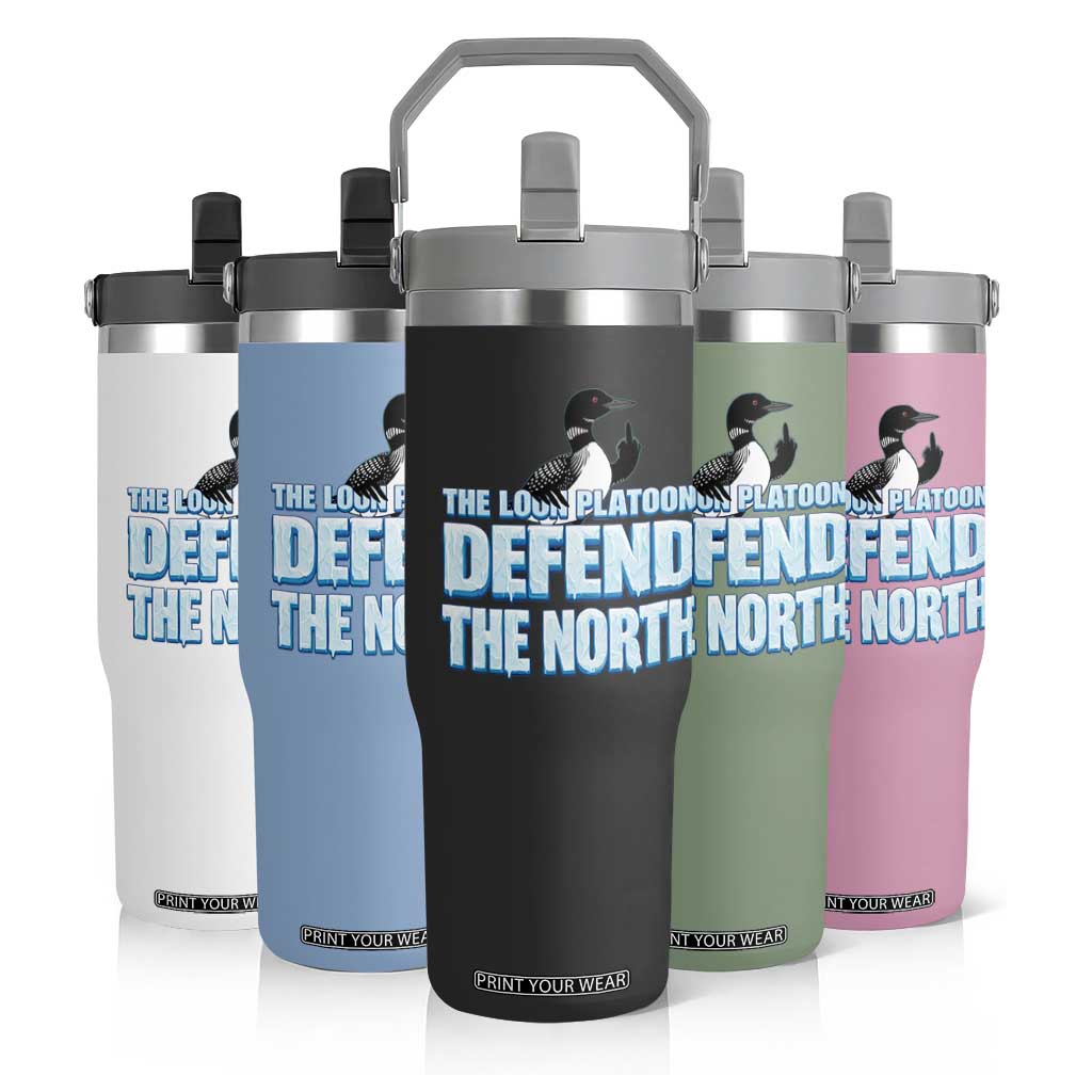 The Loon Platoon Defend The North Flip Straw Tumbler MN State Bird Loon Resistance TS12 Print Your Wear