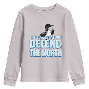 The Loon Platoon Defend The North Youth Sweatshirt MN State Bird Loon Resistance TS12 Ice Gray Print Your Wear