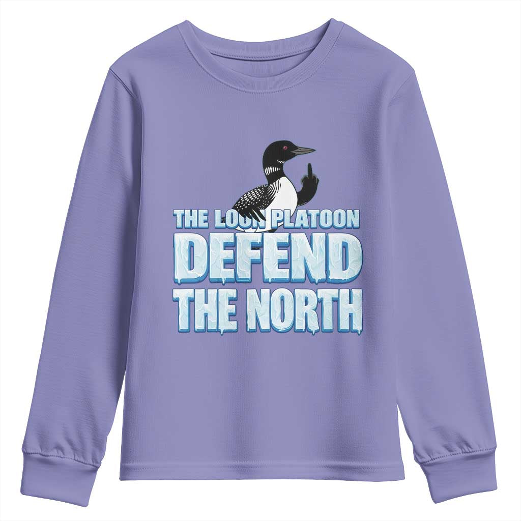 The Loon Platoon Defend The North Youth Sweatshirt MN State Bird Loon Resistance TS12 Violet Print Your Wear