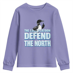 The Loon Platoon Defend The North Youth Sweatshirt MN State Bird Loon Resistance TS12 Violet Print Your Wear