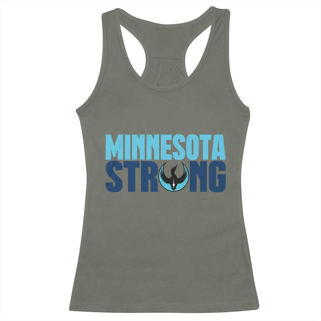MN State Bird Loon Racerback Tank Top Minnesota Strong Pride TS12 Military Green Print Your Wear