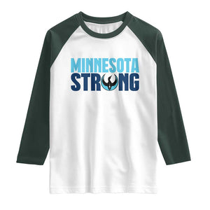 MN State Bird Loon Raglan Shirt Minnesota Strong Pride TS12 White Dark Forest Green Print Your Wear