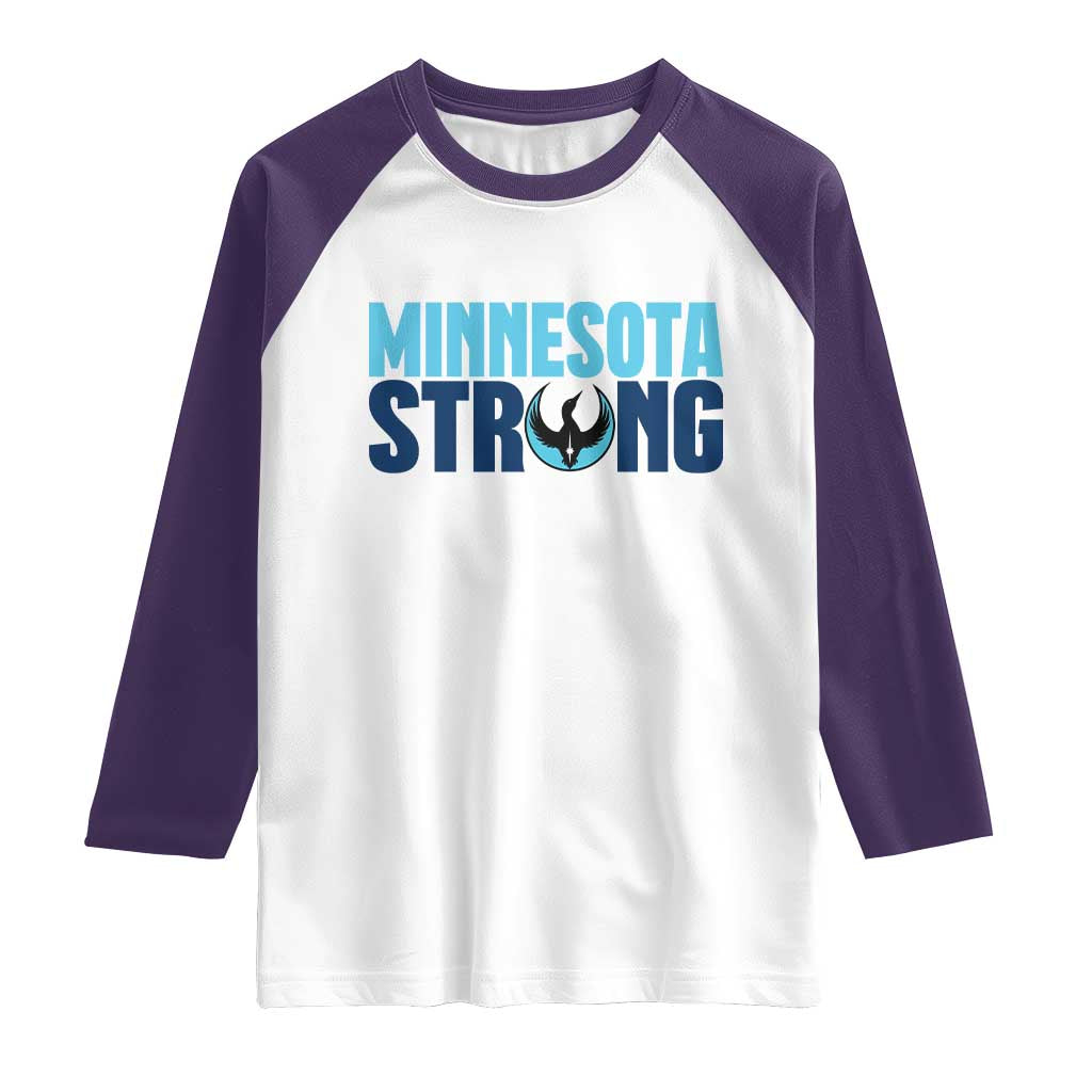 MN State Bird Loon Raglan Shirt Minnesota Strong Pride TS12 White Purple Print Your Wear