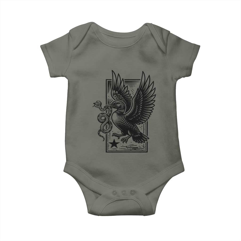Rebel Loon Takes Down The Snake Baby Onesie Support MN Anti Ice Movement TS12 Military Green Print Your Wear