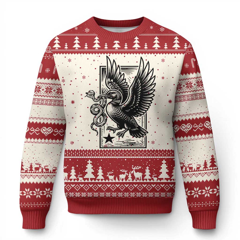 Rebel Loon Takes Down The Snake Ugly Christmas Sweater Support MN Anti Ice Movement TS12 Beige Red Print Your Wear