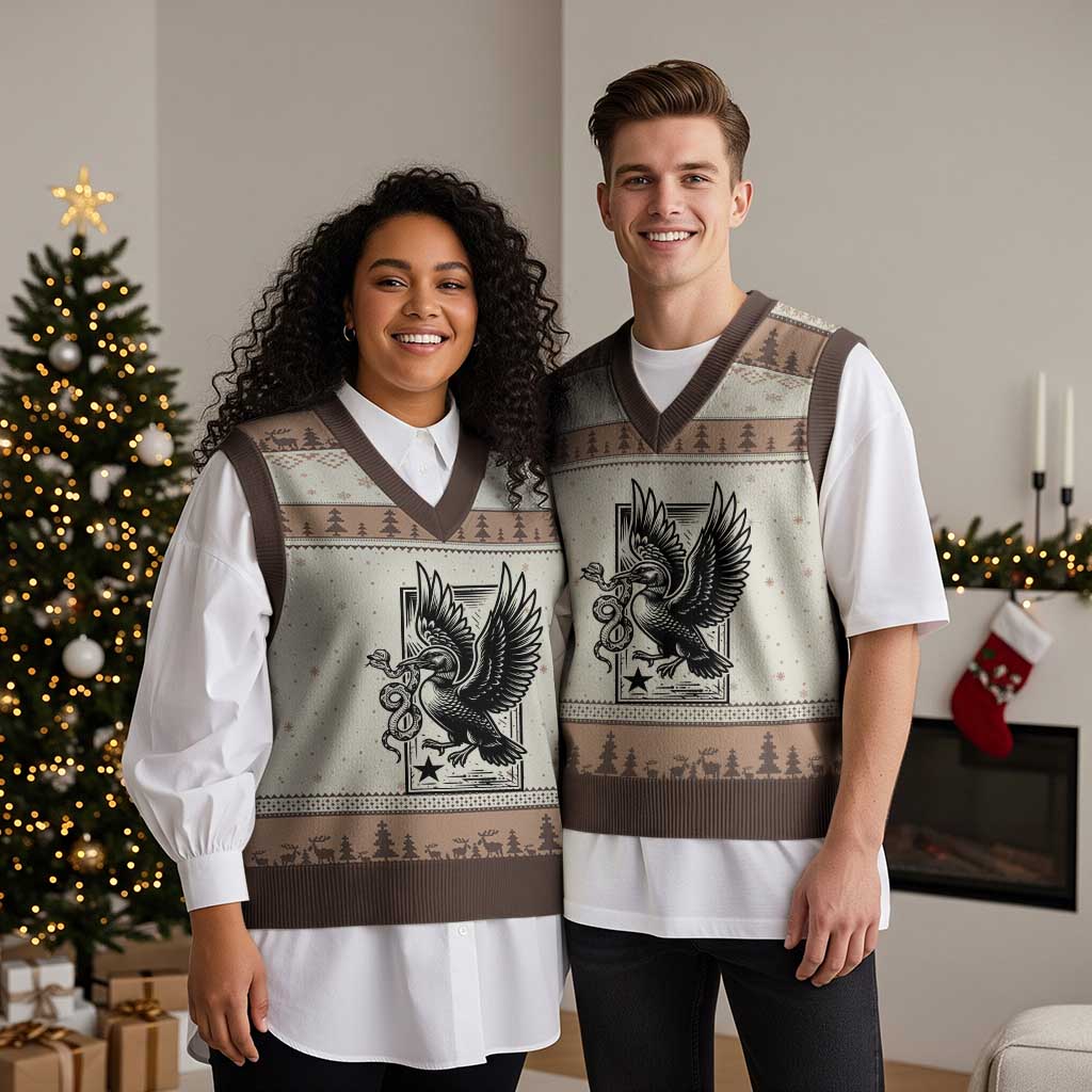 Rebel Loon Takes Down The Snake V-Neck Knit Sweater Vest Support MN Anti Ice Movement TS12 Mocha Mousse Print Your Wear