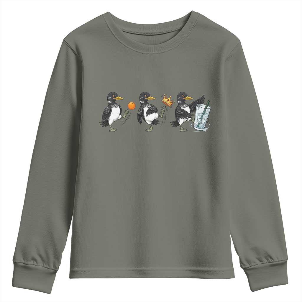 Funny No Kings MN Rebel Loon Youth Sweatshirt Minnesota State Pride TS12 Military Green Print Your Wear
