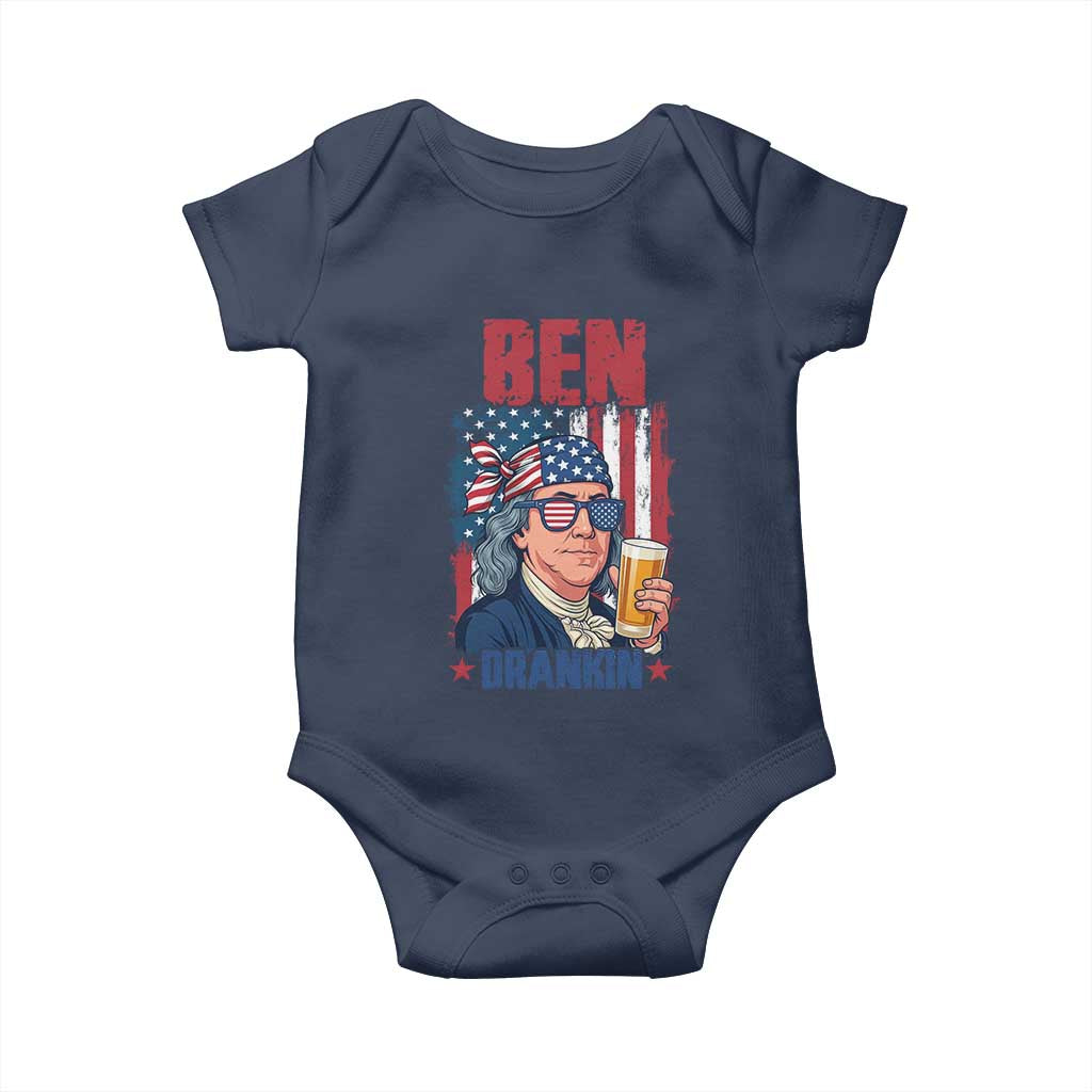 Benjamin Franklin Baby Onesie Funny Ben Drankin American History TS12 Navy Print Your Wear