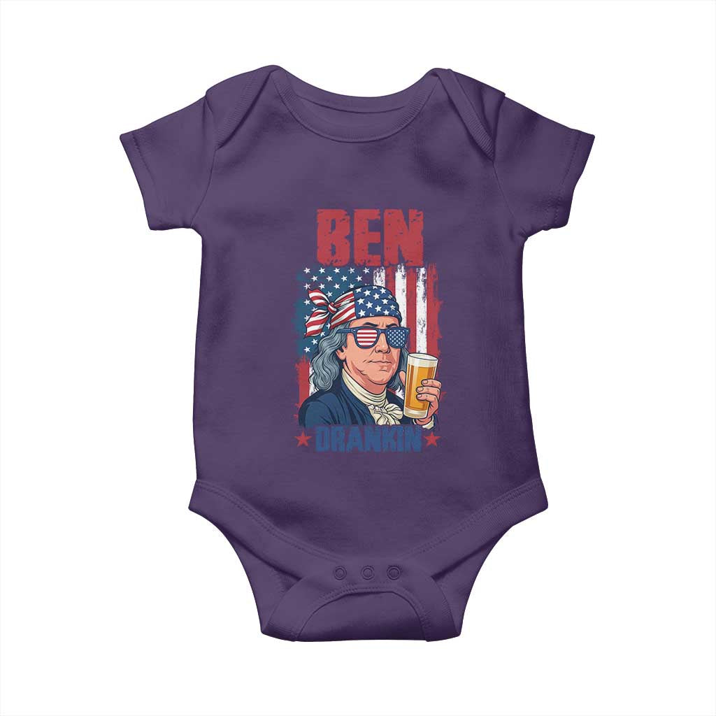 Benjamin Franklin Baby Onesie Funny Ben Drankin American History TS12 Purple Print Your Wear