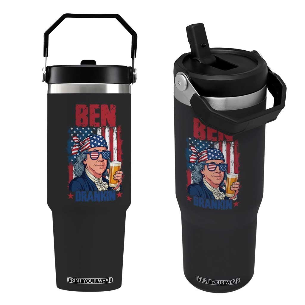 Benjamin Franklin Flip Straw Tumbler Funny Ben Drankin American History TS12 One Size: 30 oz Black Print Your Wear