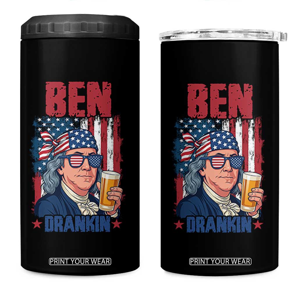 Benjamin Franklin 4 in 1 Can Cooler Tumbler Funny Ben Drankin American History TS12 One Size: 16 oz Black Print Your Wear