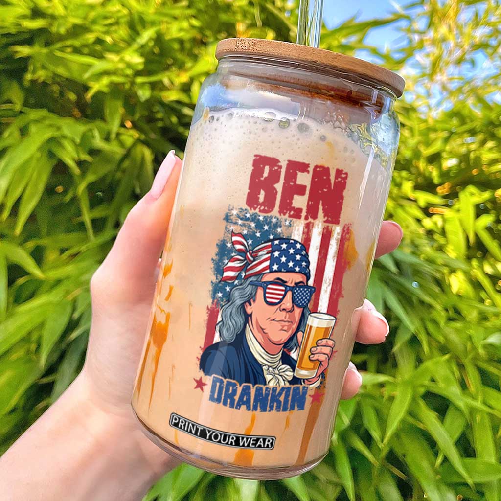 Benjamin Franklin Glass Can Funny Ben Drankin American History TS12 Black Print Your Wear