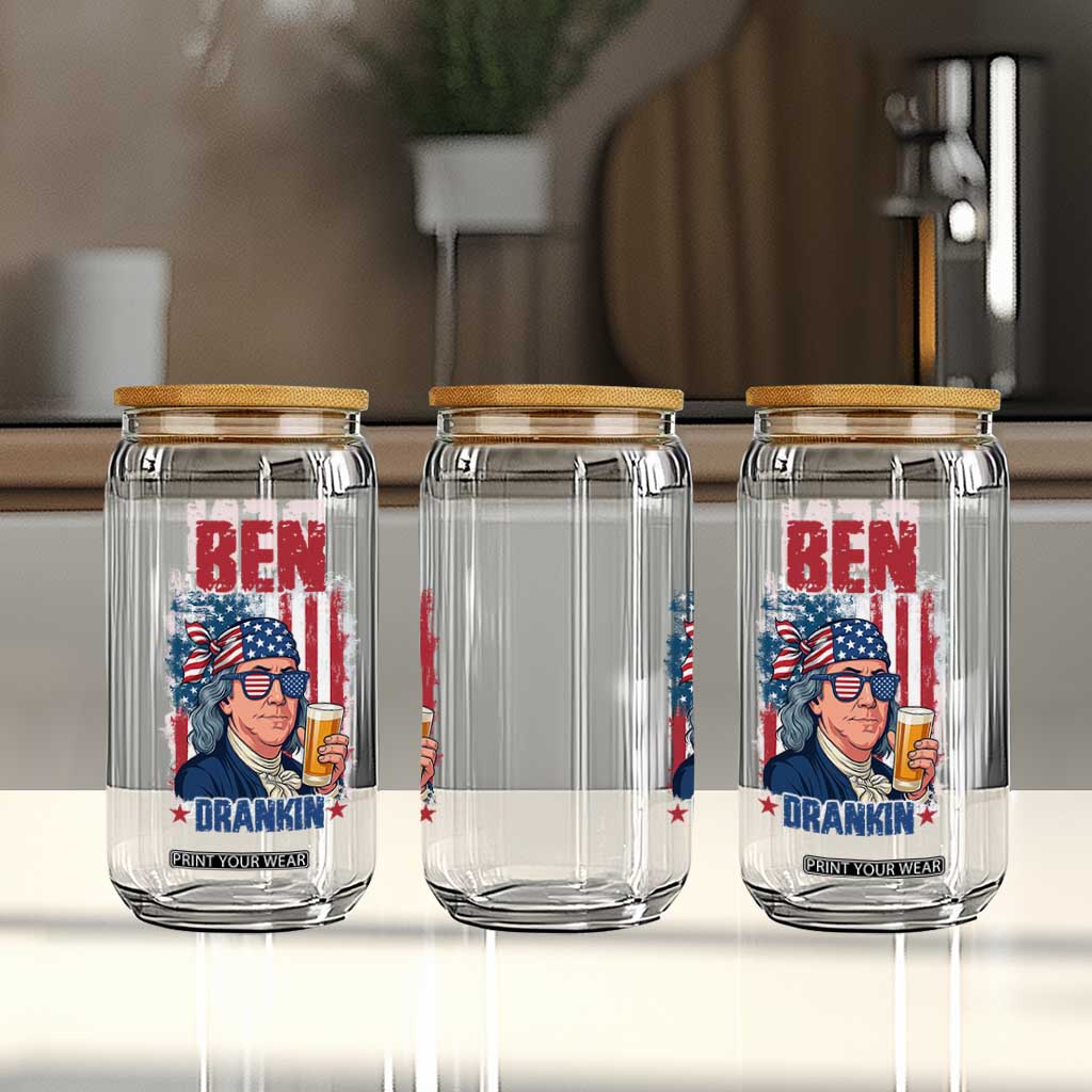 Benjamin Franklin Glass Can Funny Ben Drankin American History TS12 Print Your Wear