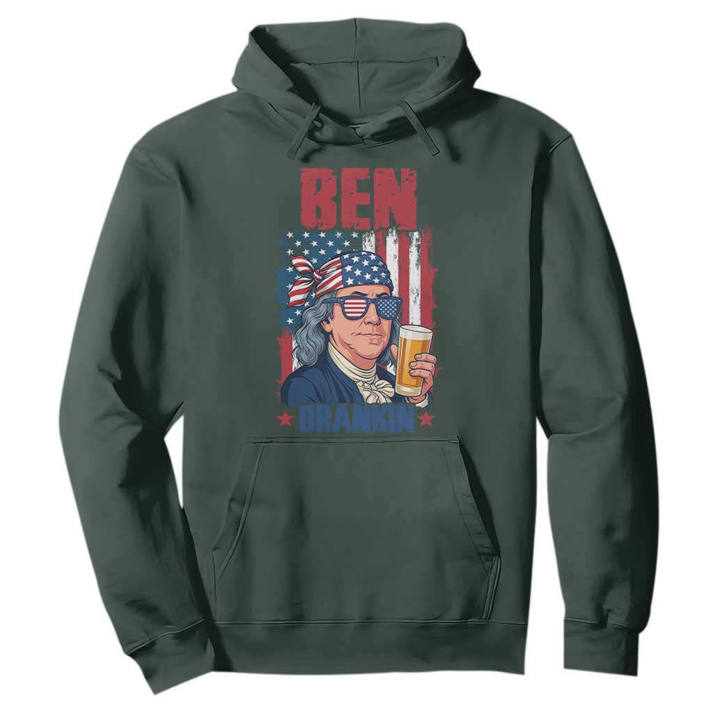 Benjamin Franklin Hoodie Funny Ben Drankin American History TS12 Dark Forest Green Print Your Wear