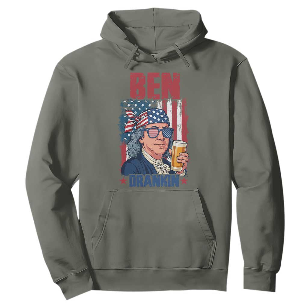 Benjamin Franklin Hoodie Funny Ben Drankin American History TS12 Military Green Print Your Wear