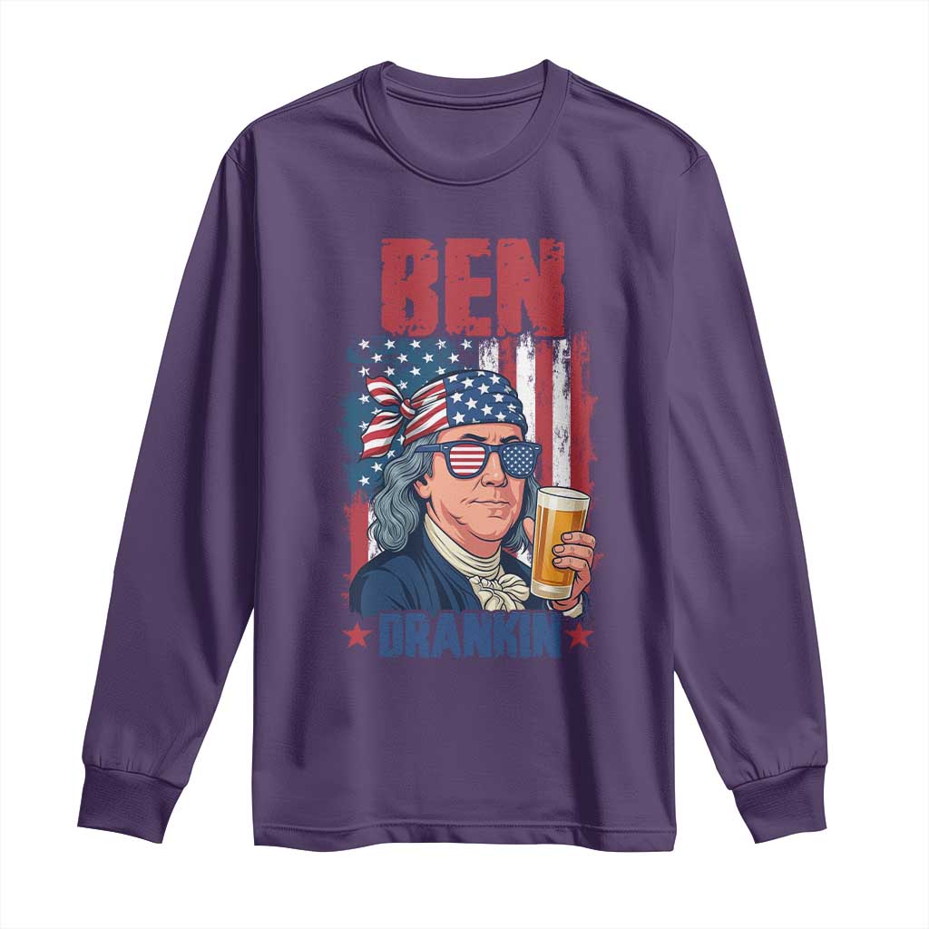 Benjamin Franklin Long Sleeve Shirt Funny Ben Drankin American History TS12 Purple Print Your Wear