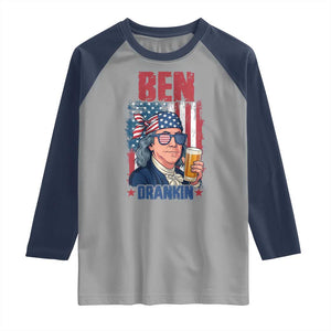Benjamin Franklin Raglan Shirt Funny Ben Drankin American History TS12 Sport Gray Navy Print Your Wear