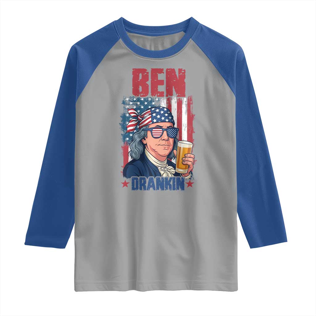 Benjamin Franklin Raglan Shirt Funny Ben Drankin American History TS12 Sport Gray Royal Print Your Wear