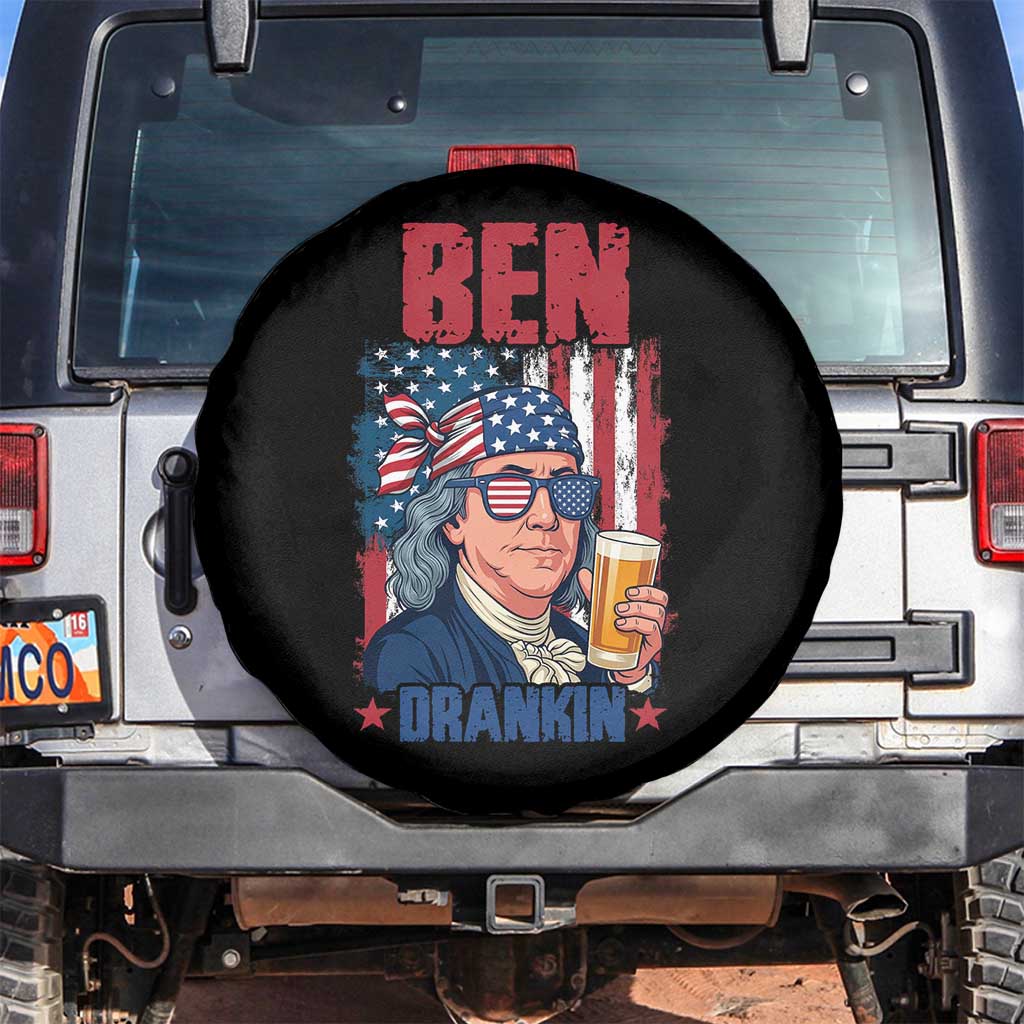 Benjamin Franklin Spare Tire Cover Funny Ben Drankin American History TS12 No hole Black Print Your Wear