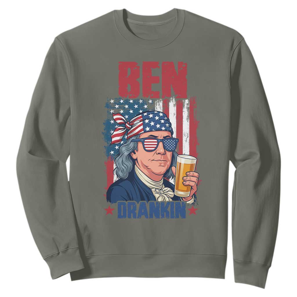 Benjamin Franklin Sweatshirt Funny Ben Drankin American History TS12 Military Green Print Your Wear