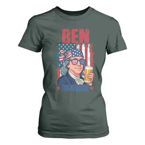 Benjamin Franklin T Shirt For Women Funny Ben Drankin American History TS12 Dark Forest Green Print Your Wear