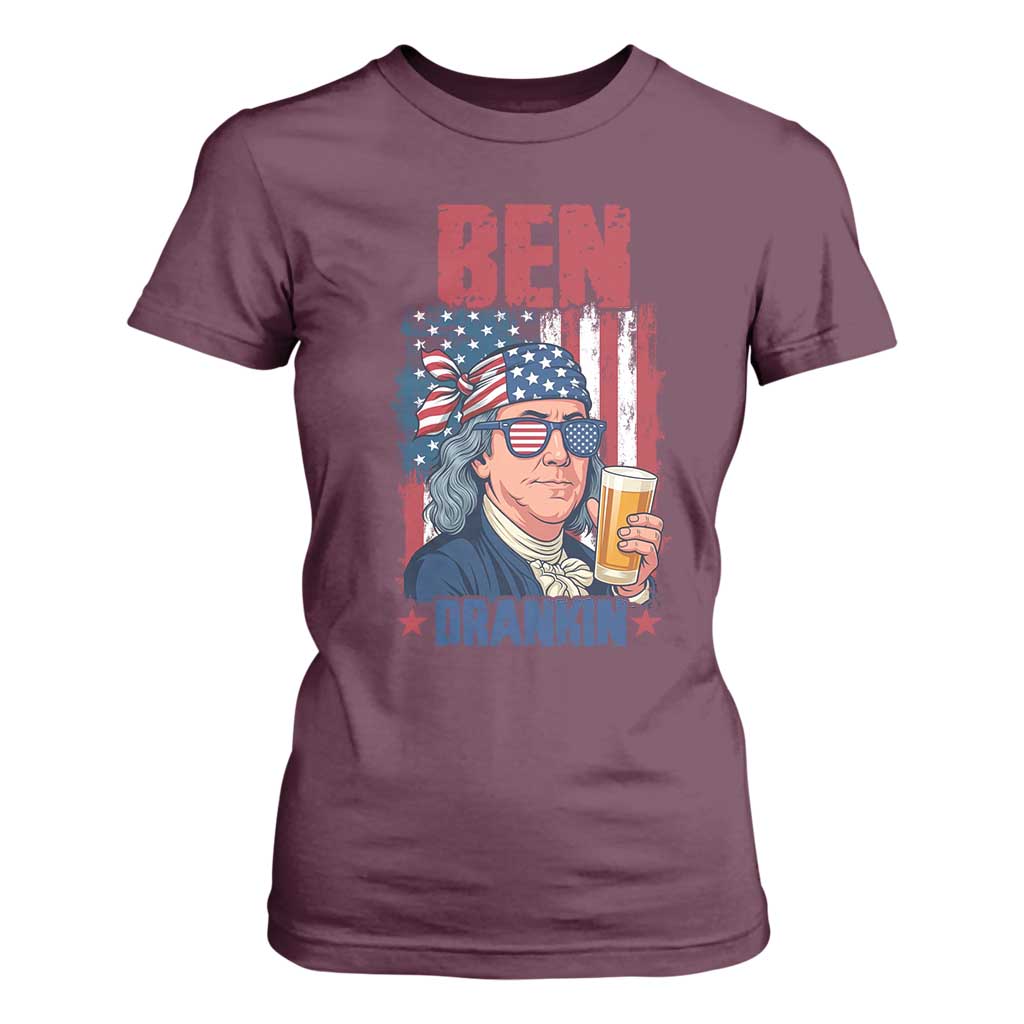 Benjamin Franklin T Shirt For Women Funny Ben Drankin American History TS12 Maroon Print Your Wear