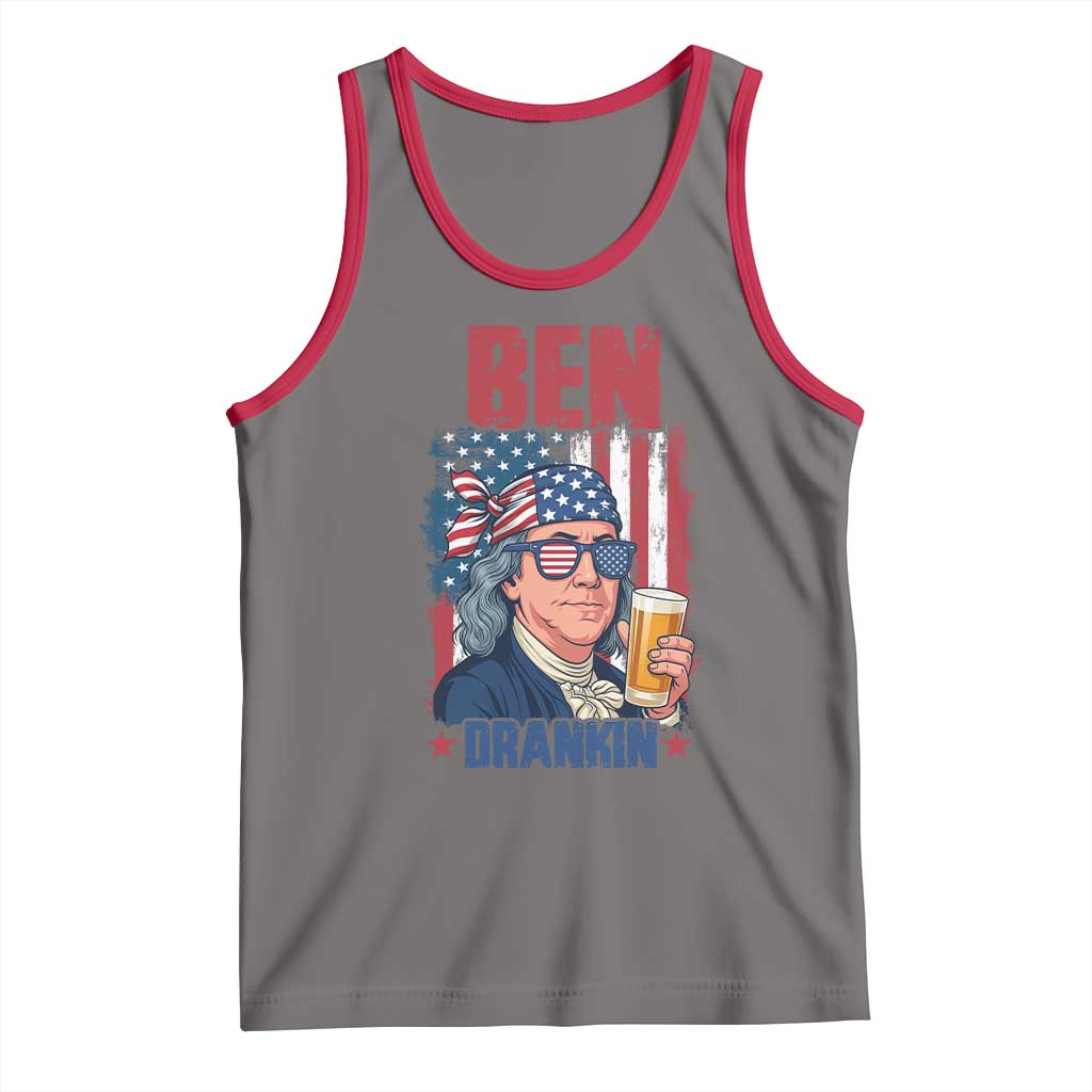 Benjamin Franklin Tank Top Funny Ben Drankin American History TS12 Deep Heather Red Print Your Wear