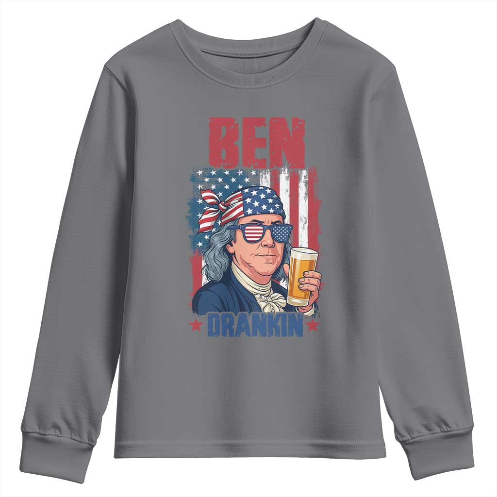 Benjamin Franklin Youth Sweatshirt Funny Ben Drankin American History TS12 Charcoal Print Your Wear