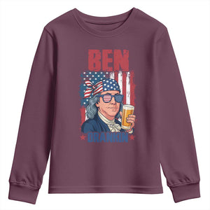 Benjamin Franklin Youth Sweatshirt Funny Ben Drankin American History TS12 Maroon Print Your Wear