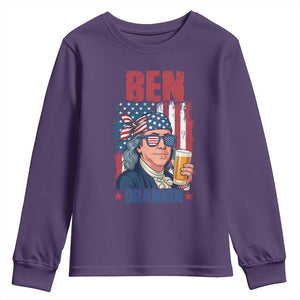Benjamin Franklin Youth Sweatshirt Funny Ben Drankin American History TS12 Purple Print Your Wear