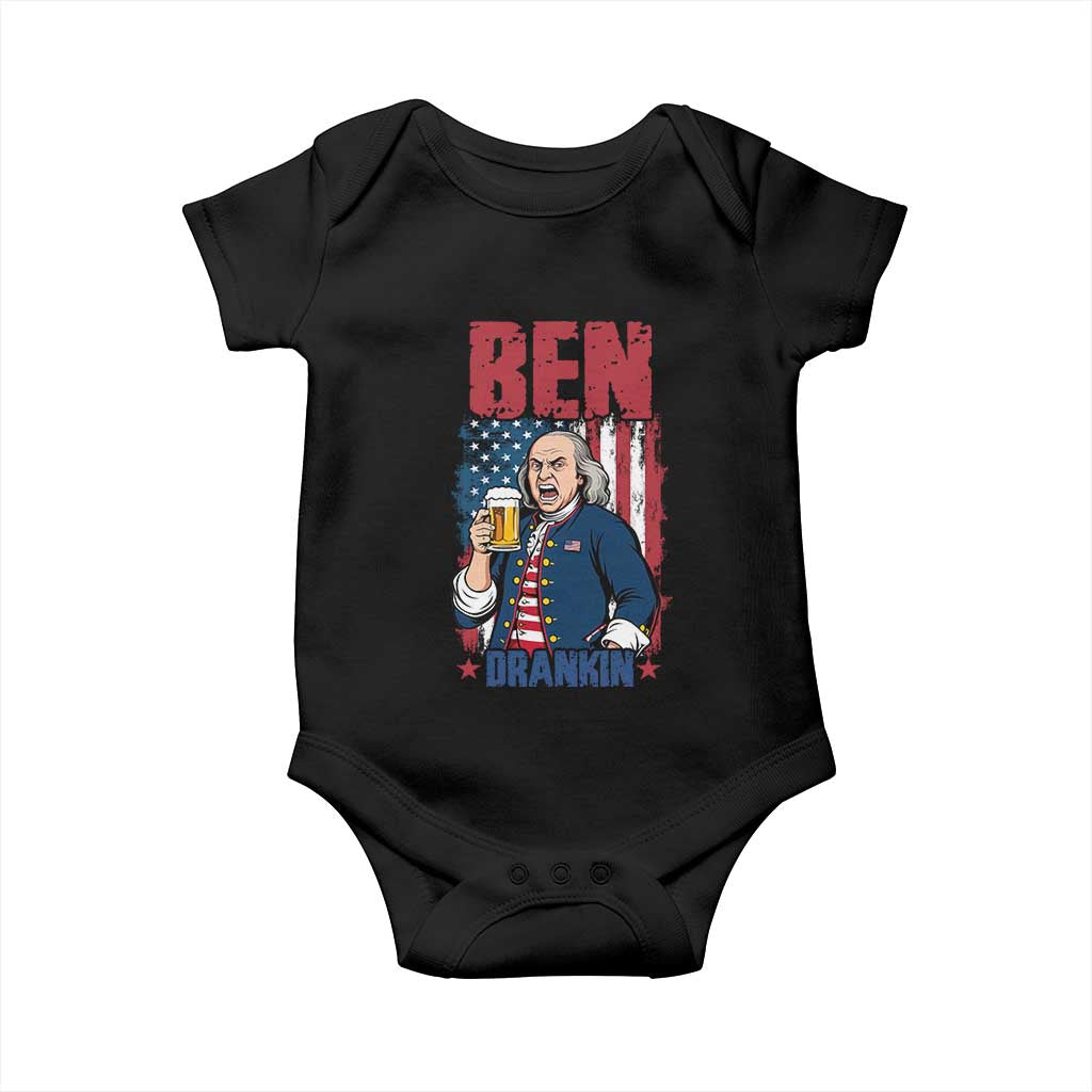 Benjamin Franklin Baby Onesie Funny Patriotic Founding Father TS12 Black Print Your Wear
