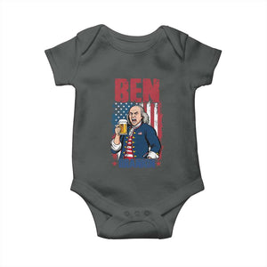 Benjamin Franklin Baby Onesie Funny Patriotic Founding Father TS12 Dark Heather Print Your Wear