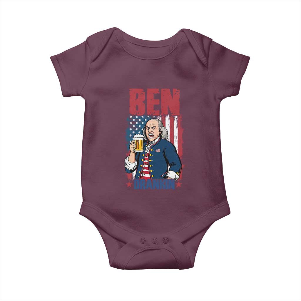 Benjamin Franklin Baby Onesie Funny Patriotic Founding Father TS12 Maroon Print Your Wear