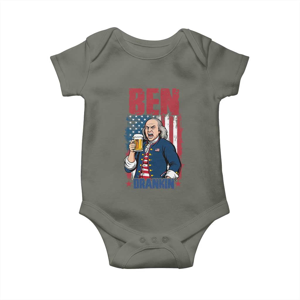 Benjamin Franklin Baby Onesie Funny Patriotic Founding Father TS12 Military Green Print Your Wear