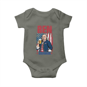 Benjamin Franklin Baby Onesie Funny Patriotic Founding Father TS12 Military Green Print Your Wear
