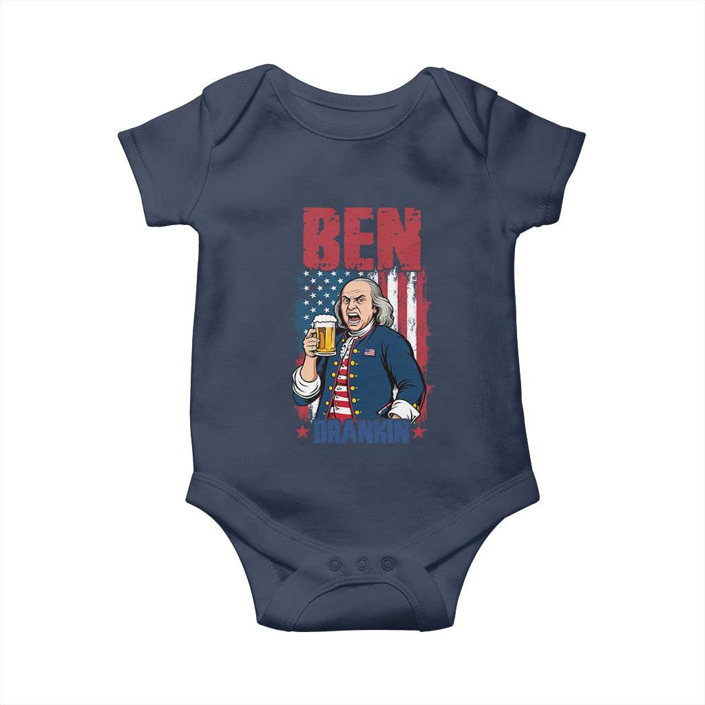 Benjamin Franklin Baby Onesie Funny Patriotic Founding Father TS12 Navy Print Your Wear