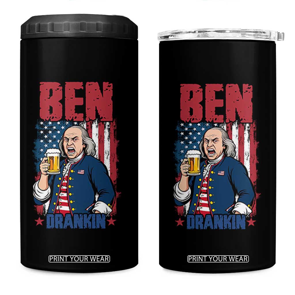 Benjamin Franklin 4 in 1 Can Cooler Tumbler Funny Patriotic Founding Father TS12 One Size: 16 oz Black Print Your Wear