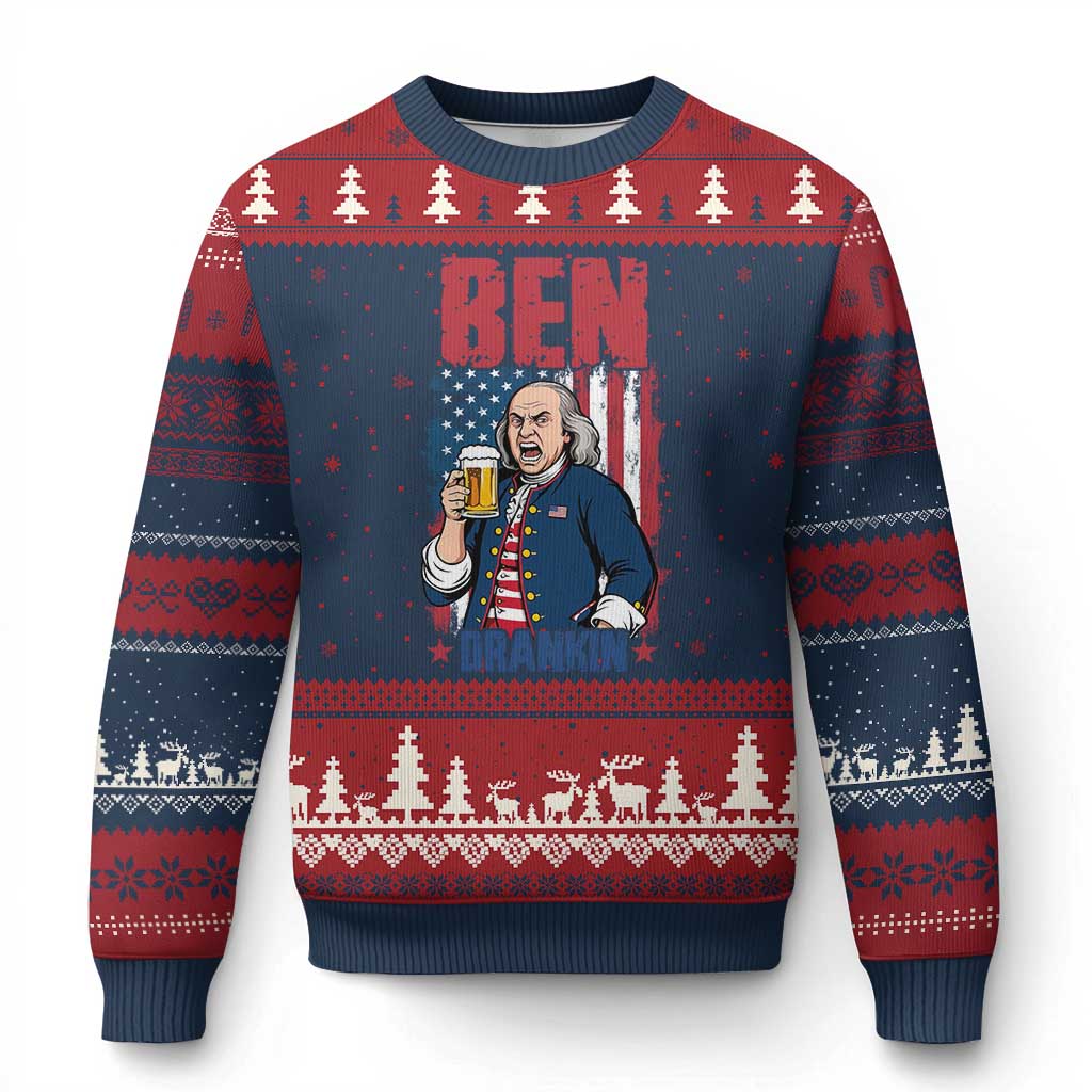 Benjamin Franklin Ugly Christmas Sweater Funny Patriotic Founding Father TS12 Navy Red Print Your Wear