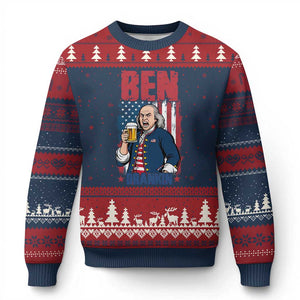 Benjamin Franklin Ugly Christmas Sweater Funny Patriotic Founding Father TS12 Navy Red Print Your Wear
